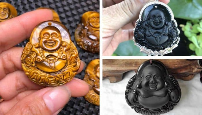 Mặt dây chuyền hình Phật Di Lặc bằng đá Mặt dây chuyền hình Phật Di Lặc bằng đá